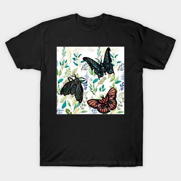 Butterflies and Moths T-Shirt by Art by Ergate